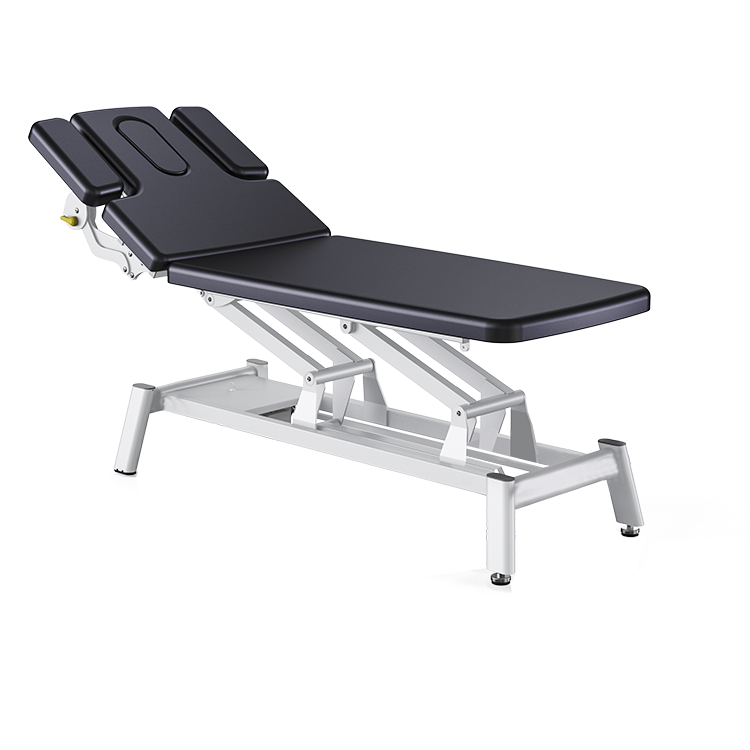 Adjustable electric spa bed with padded surface and modern design. Center view.